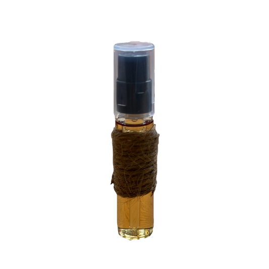 Old book fragrance bottle — antique library perfume that smells like leather-bound books, yellowed pages, and aged wood, by Fitzroy Studios.